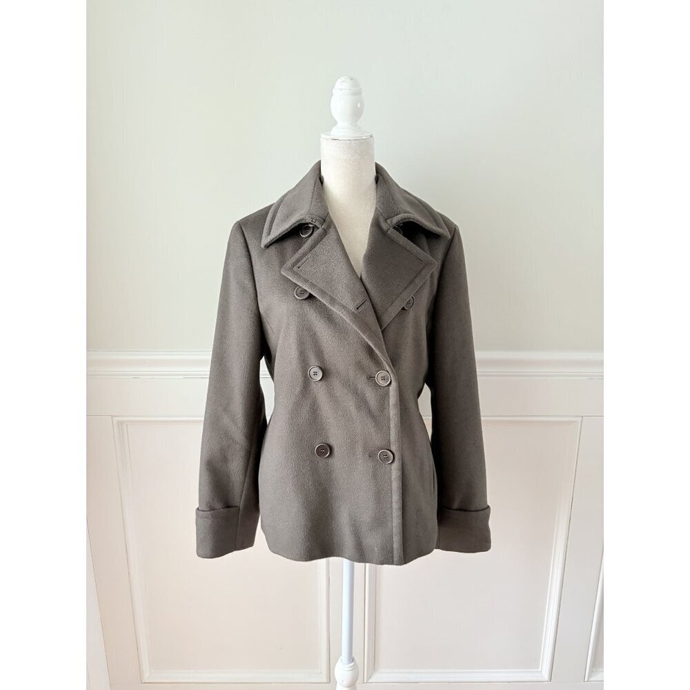Max Mara Olive Brown 100% Camel Hair Peacoat 12